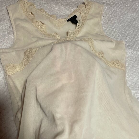 The Limited Cream Sheer Sleeveless Blouse lace trim - Picture 2 of 3